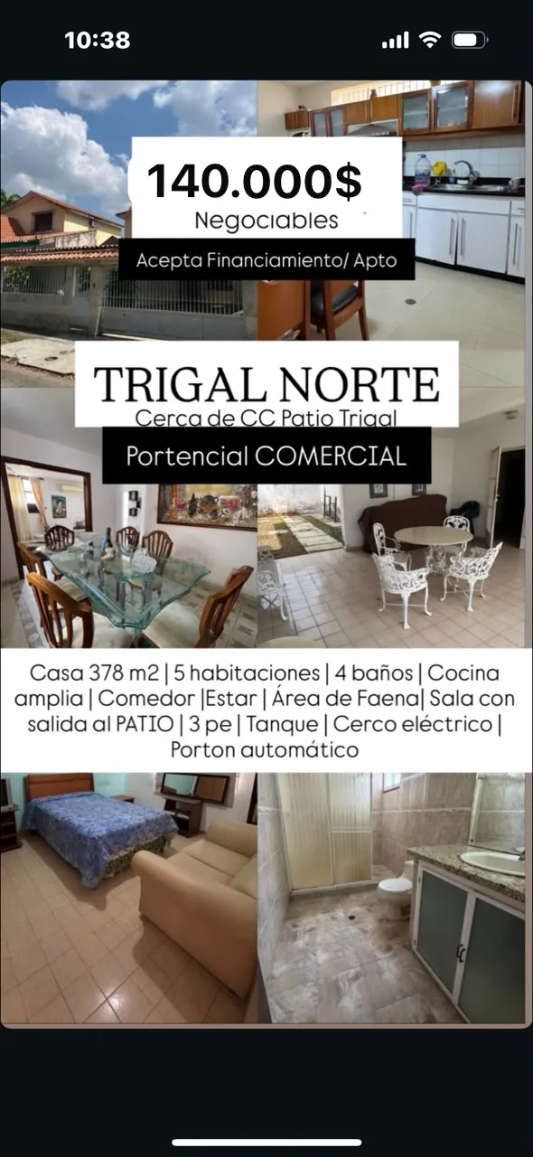 Casa en Venta en Trigal Norte — 5 hab 378m² — USD 140,000