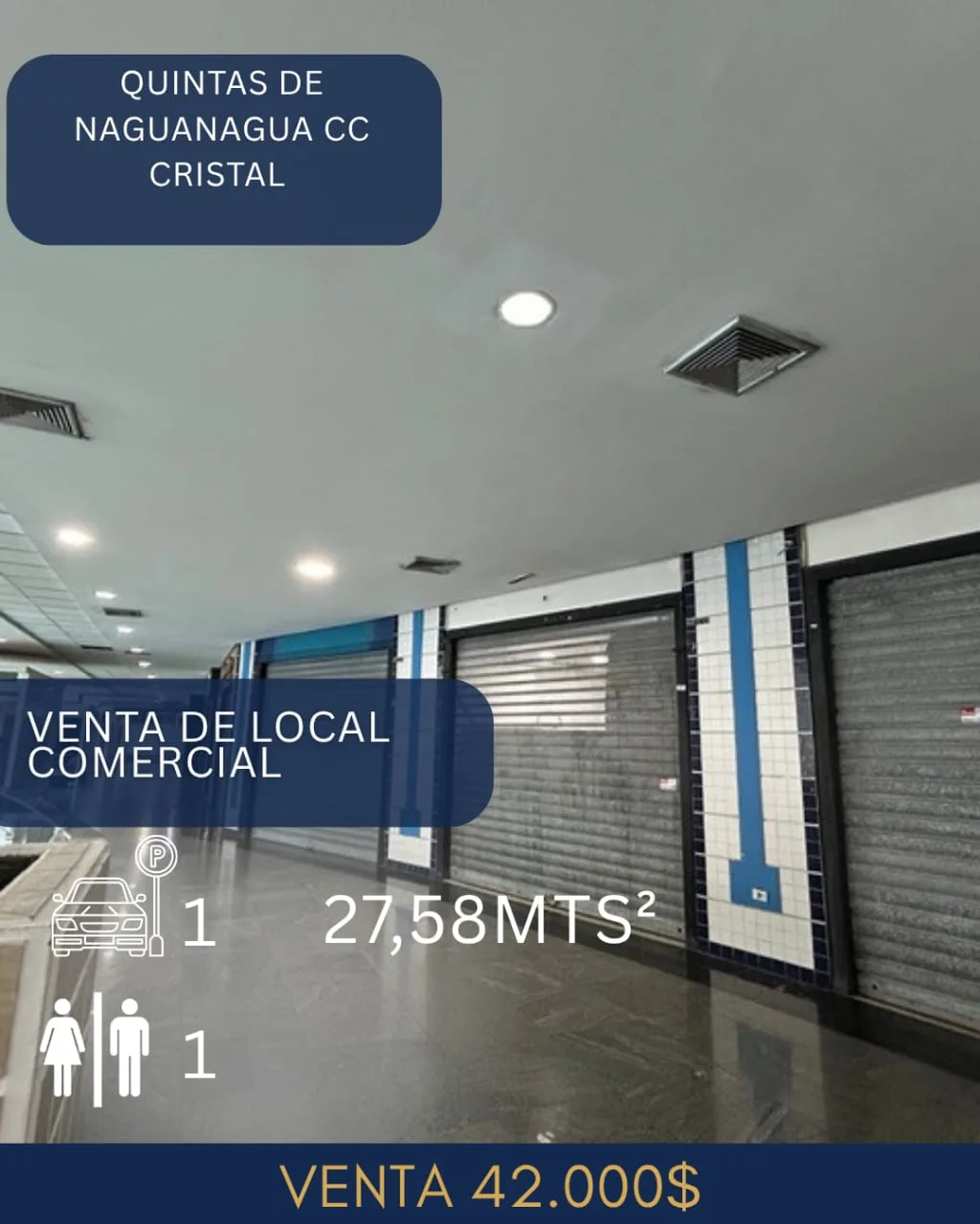 Local en Venta en CC Cristal 28m² — USD 42,000