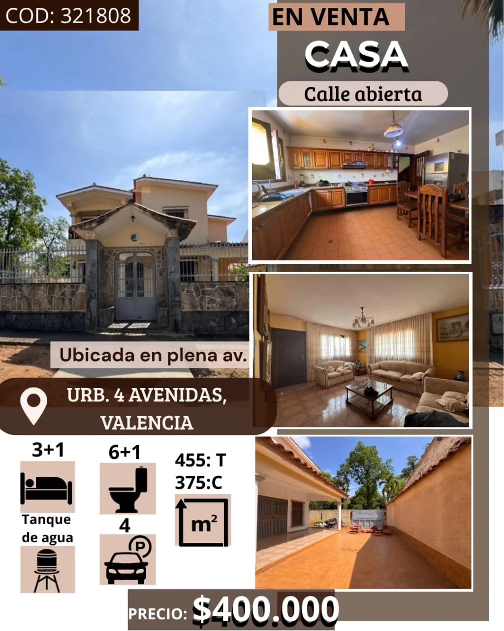 Casa en Venta en URB. 4 AVENIDAS, VALENCIA — 4 hab 455m² — USD 400,000
