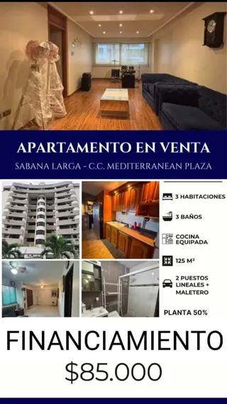 Apartamento en Res. Cristian - Urb.Sabana Larga, a 1 cuadra del C.C. Mediterranean Plaza