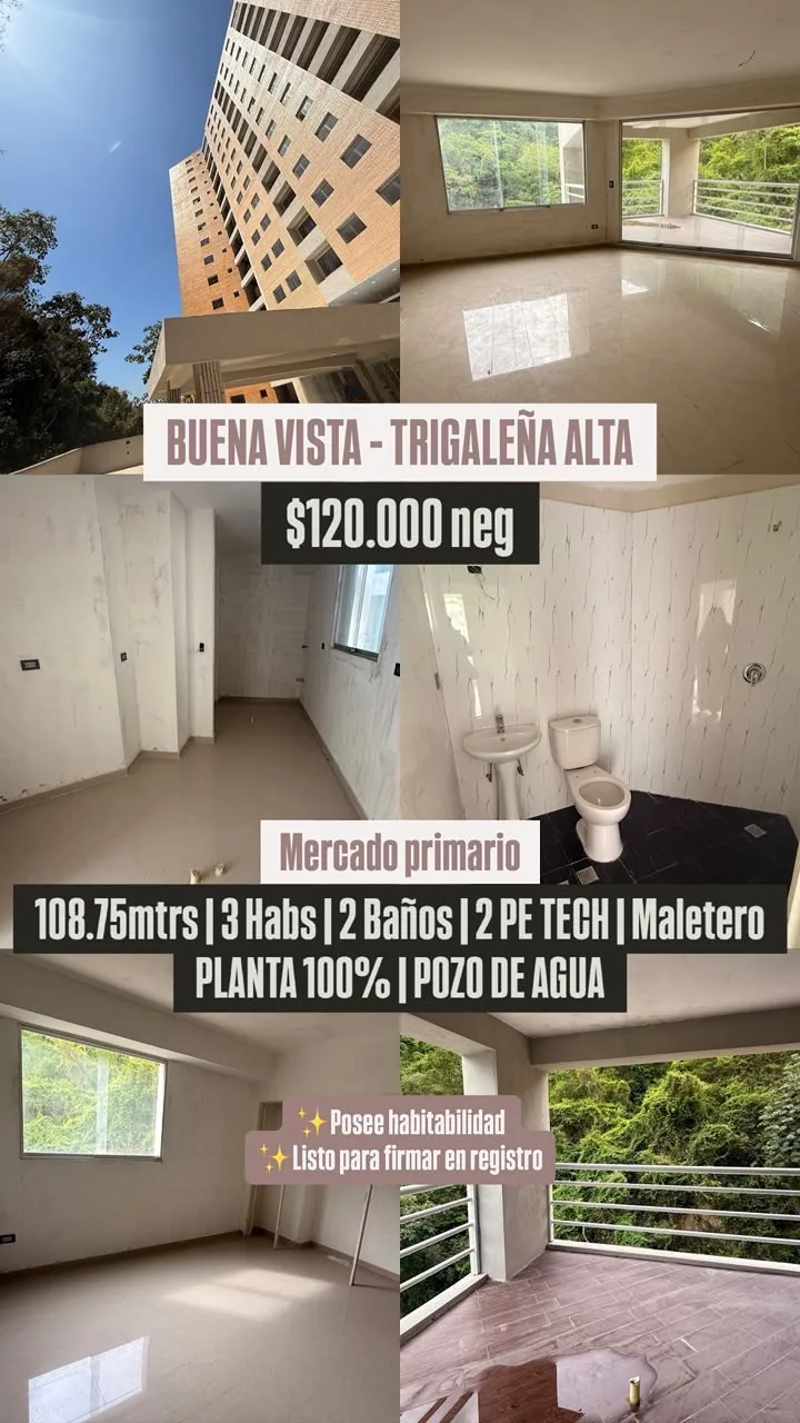 Apartamento en Venta en Trigaleña Alta — 3 hab 108m² — USD 120,000