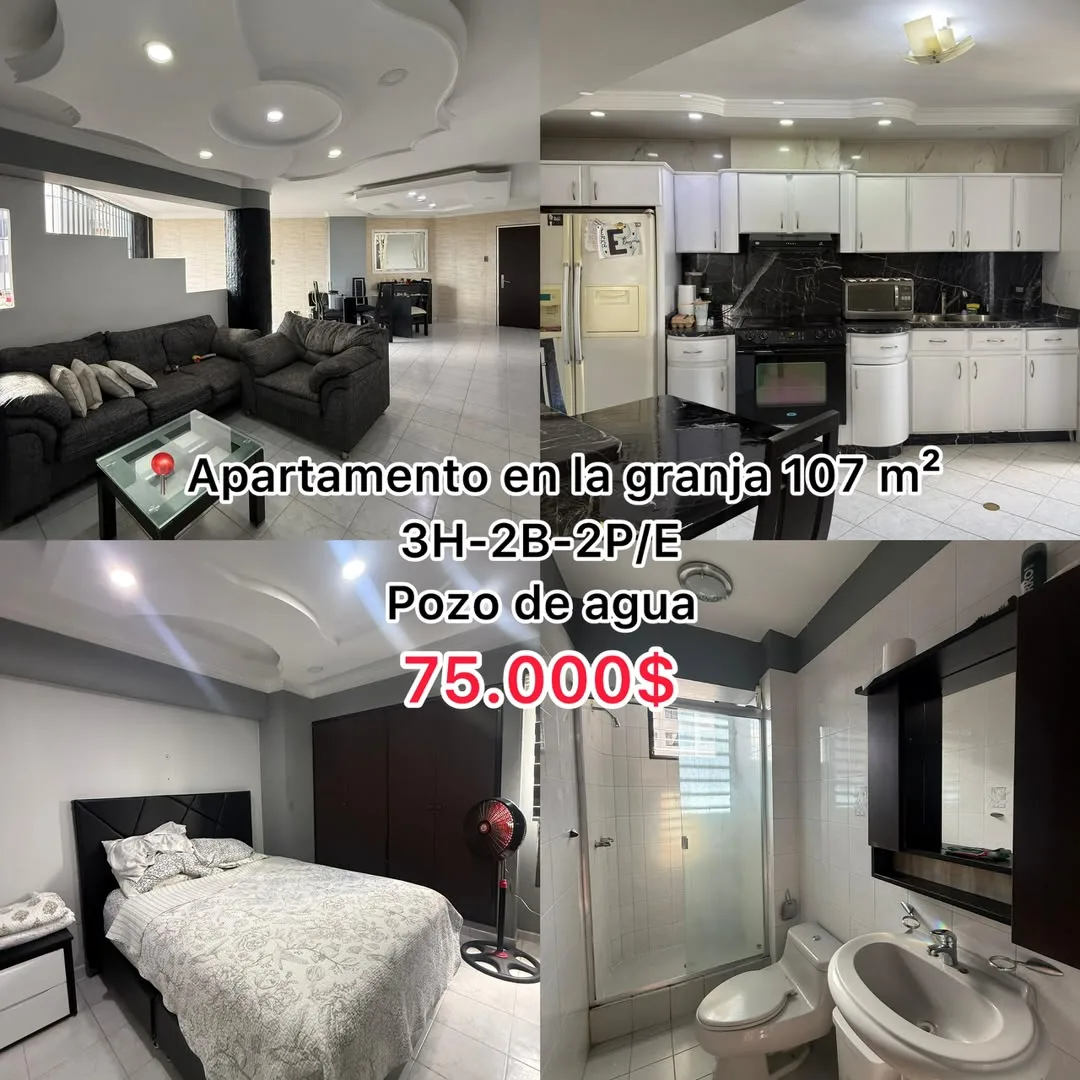Apartamento en Venta en la granja — 3 hab 107m² — USD 75,000