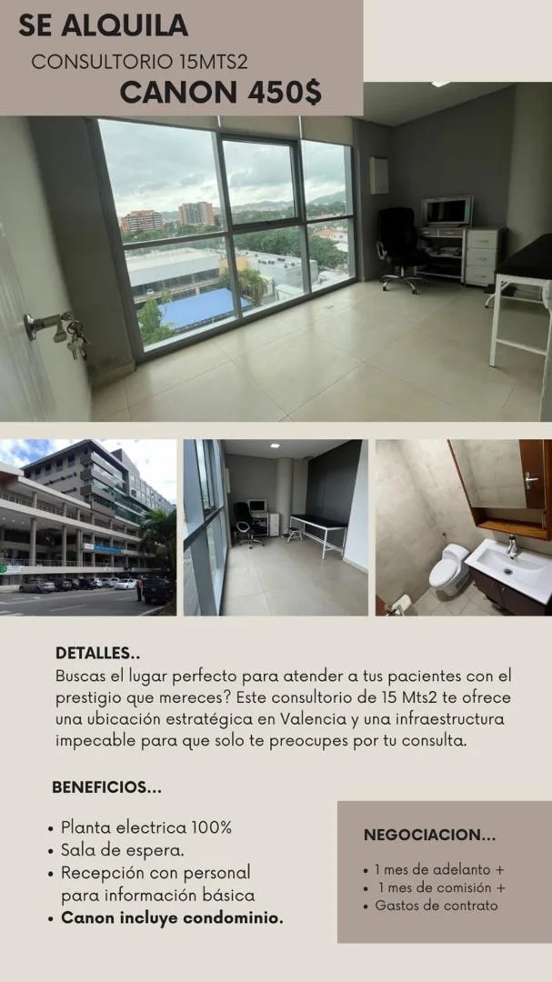 Oficina en Alquiler en Valencia 15m² — USD 450
