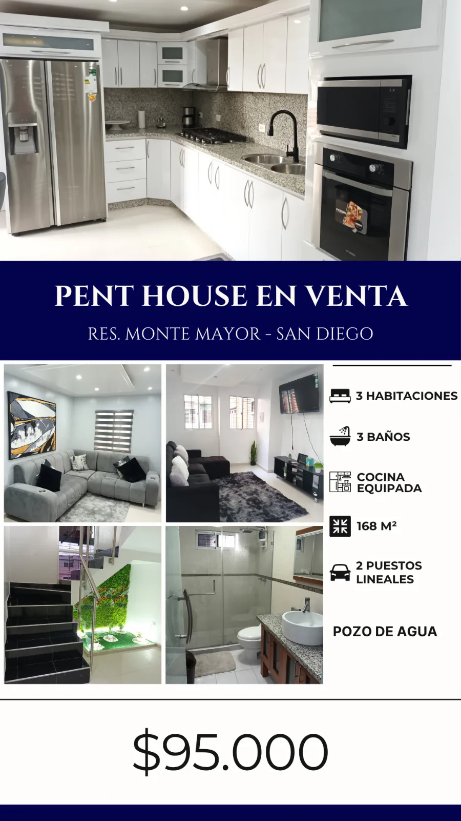 Penthouse en Venta en Res. Monte Mayor, San Diego — 3 hab 168m² — USD 95,000