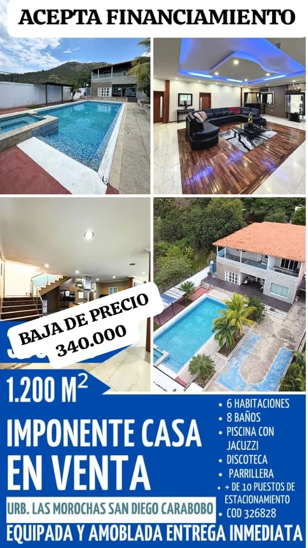 Casa en Venta en La Urbanización Las Morochas San Diego Carabobo — 6 hab 1200m² — USD 340,000