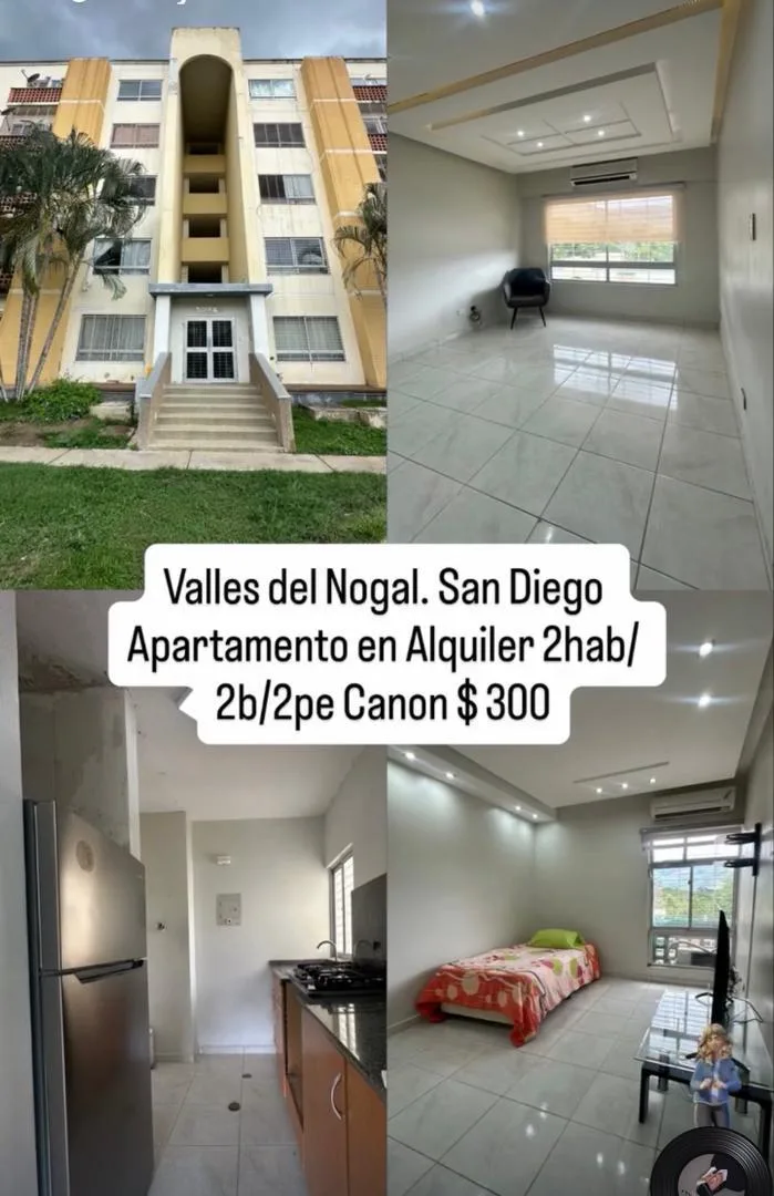 Apartamento en Alquiler en Valles del Nogal, San Diego — 2 hab 70m² — USD 300
