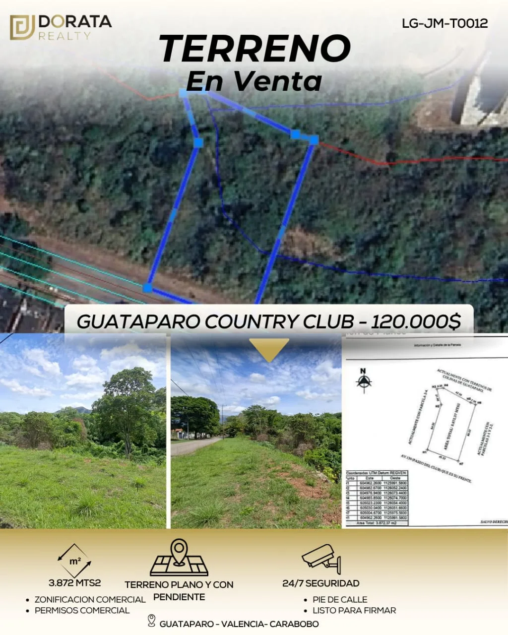 Terreno en Venta en Guataparo Country Club, Valencia, Carabobo 3872m² — USD 120,000