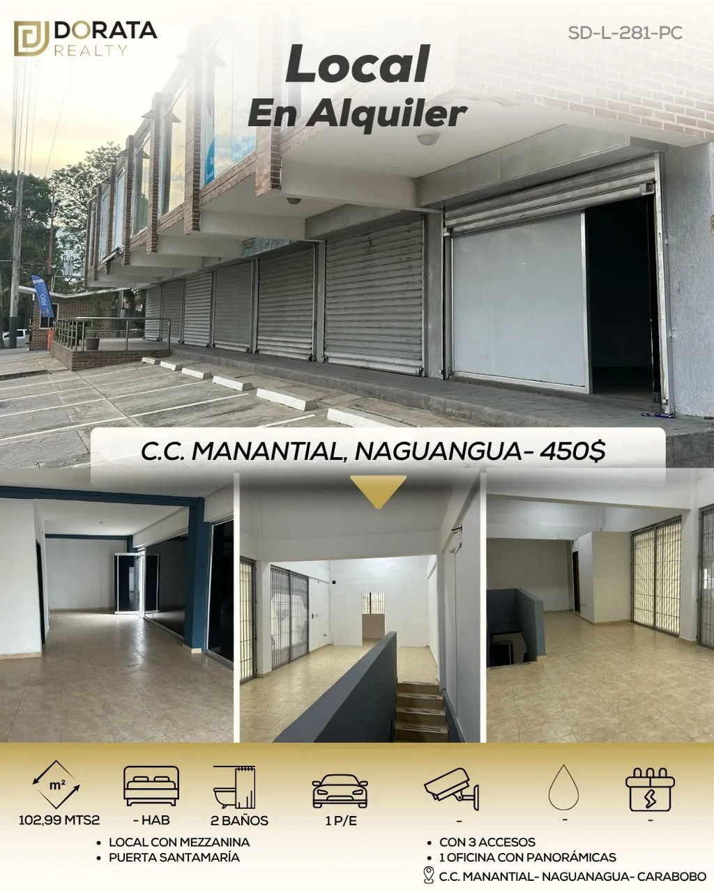 Local en Alquiler en CENTRO COMERCIAL MANANTIAL, NAGUANagua, CARABOBO 103m² — USD 450