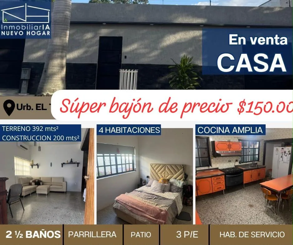 Casa en Venta en Urb. EL — 4 hab 200m² — USD 150,000