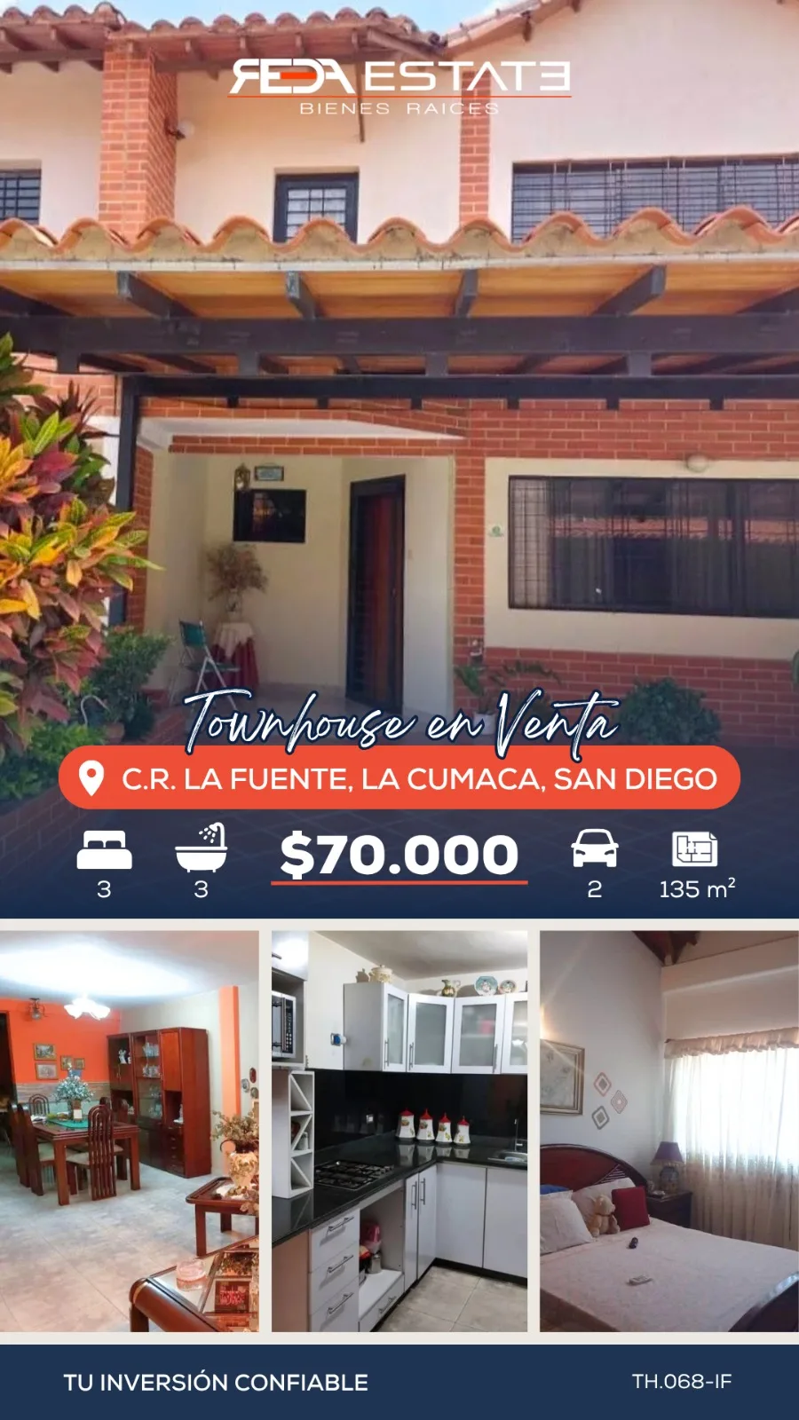 Townhouse en Venta en Pueblo de San Diego — 3 hab 102m² — USD 70,000