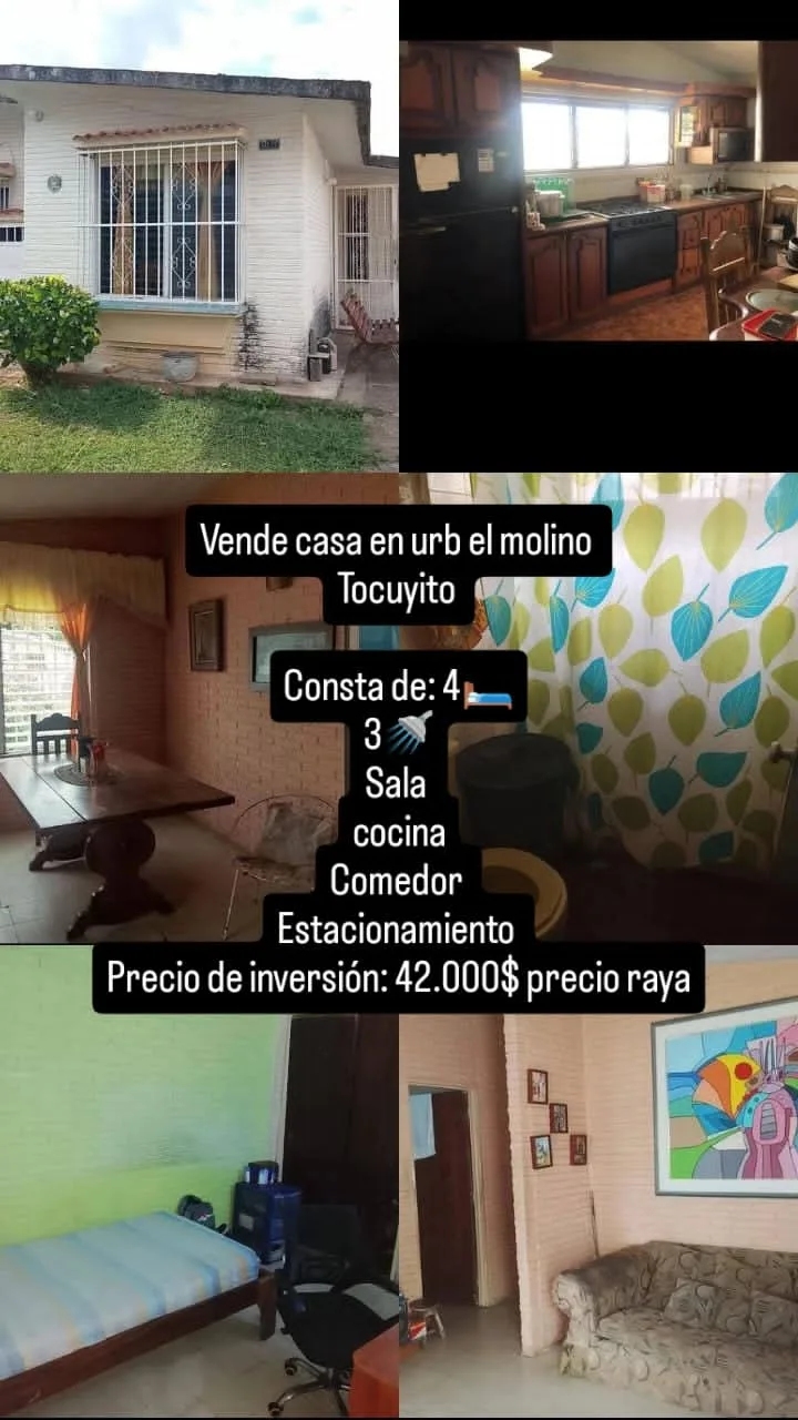 Casa en Venta en urbanización el molino, tocuyito — 4 hab — USD 42,000