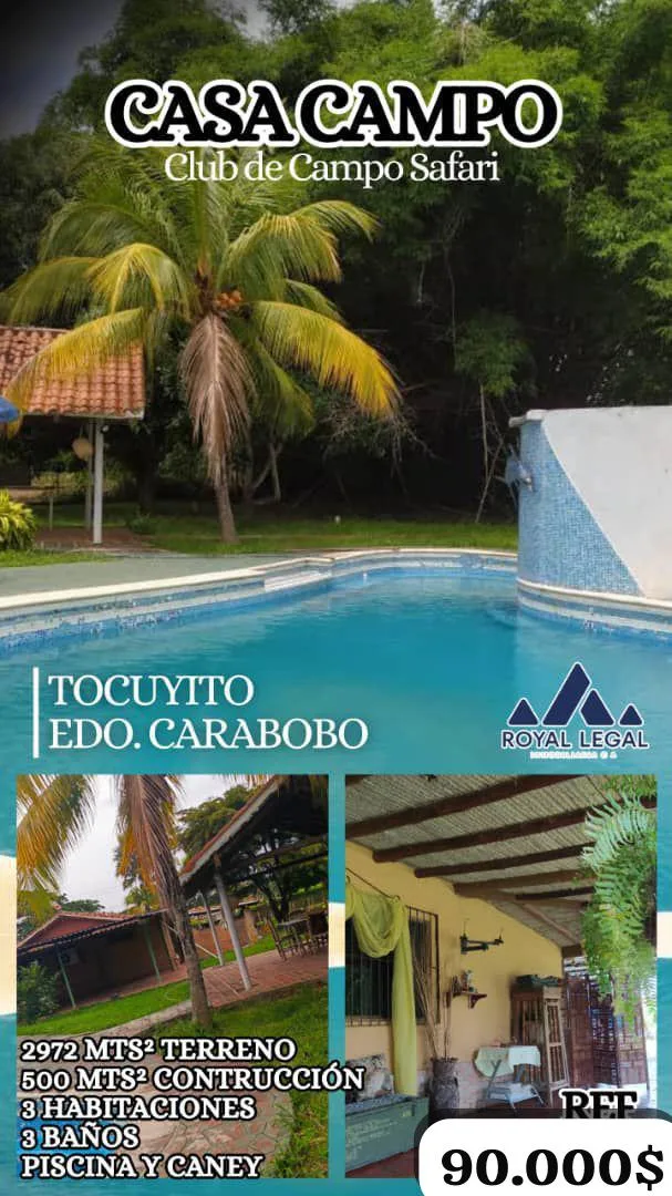 Casa en Venta en COUNTRY CLUB SAFARI CARABOBO — 2 hab 500m² — USD 90,000