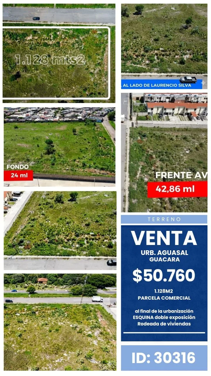 Terreno en Venta en Aguasal, Guacara 1128m² — USD 50,760