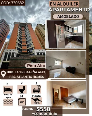 Apartamento en Urb. La Trigaleña Alta, Res. Atlantic Homes