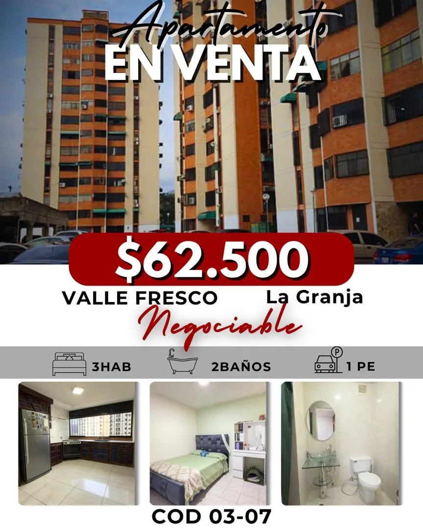 Apartamento en Venta en VALLE FRESCO La Granja — 3 hab — USD 62,500