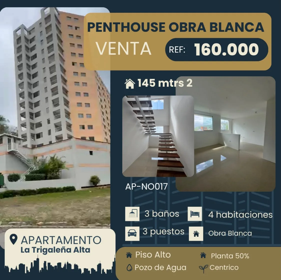 Penthouse en Venta en La Trigaleña Alta — 4 hab 145m² — USD 160,000
