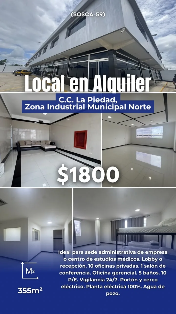 Local en Alquiler en Zona Industrial Municipal Norte — 11 hab 355m² — USD 1,800