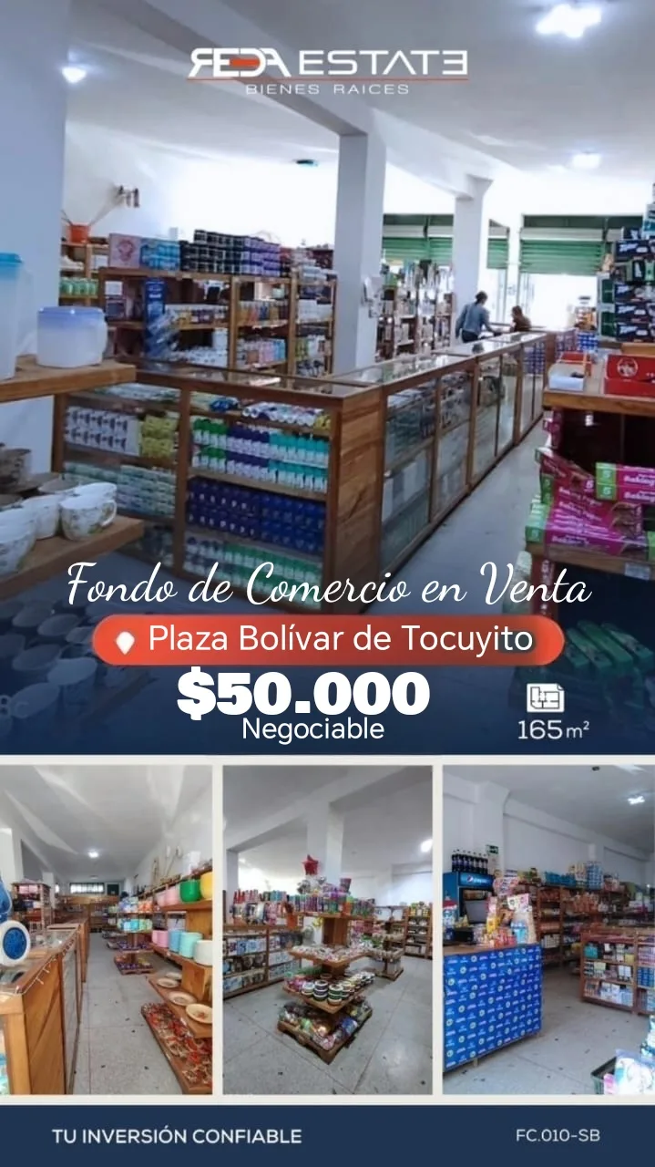 Local en Venta en Diagonal a la plaza Bolívar de Tocuyito, Municipio Libertador 165m² — USD 50,000