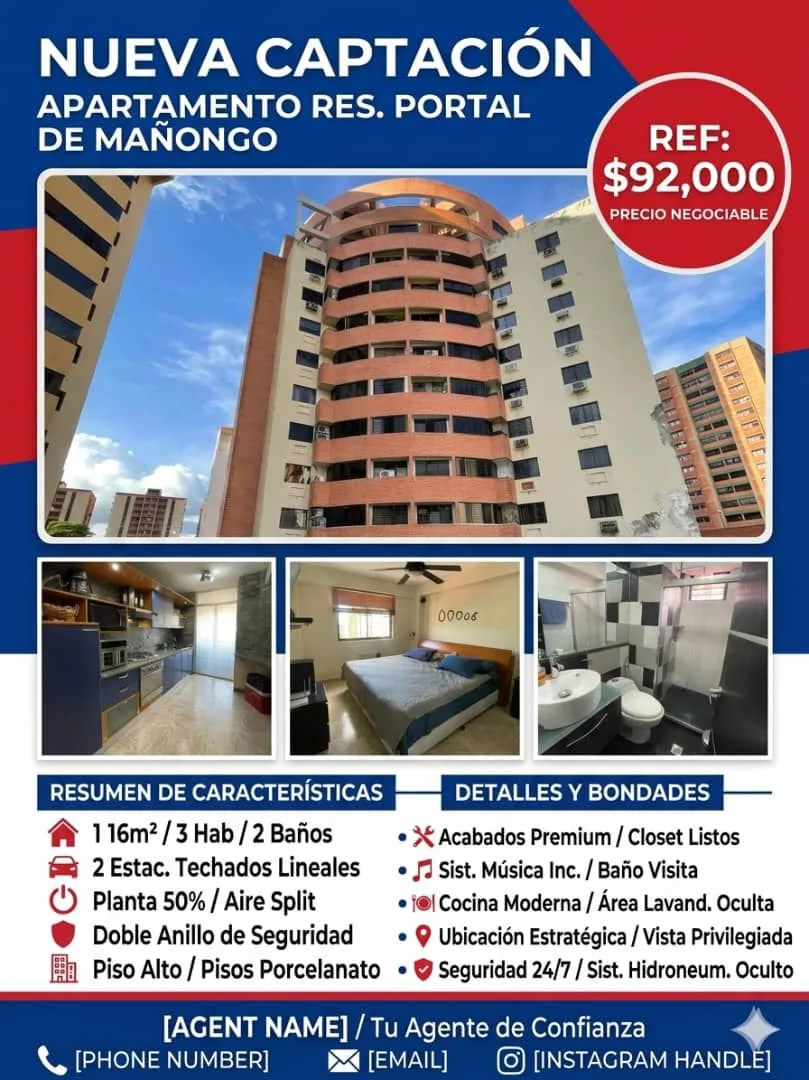 Apartamento en Venta en Portal de Mañongo — 3 hab 116m² — USD 92,000
