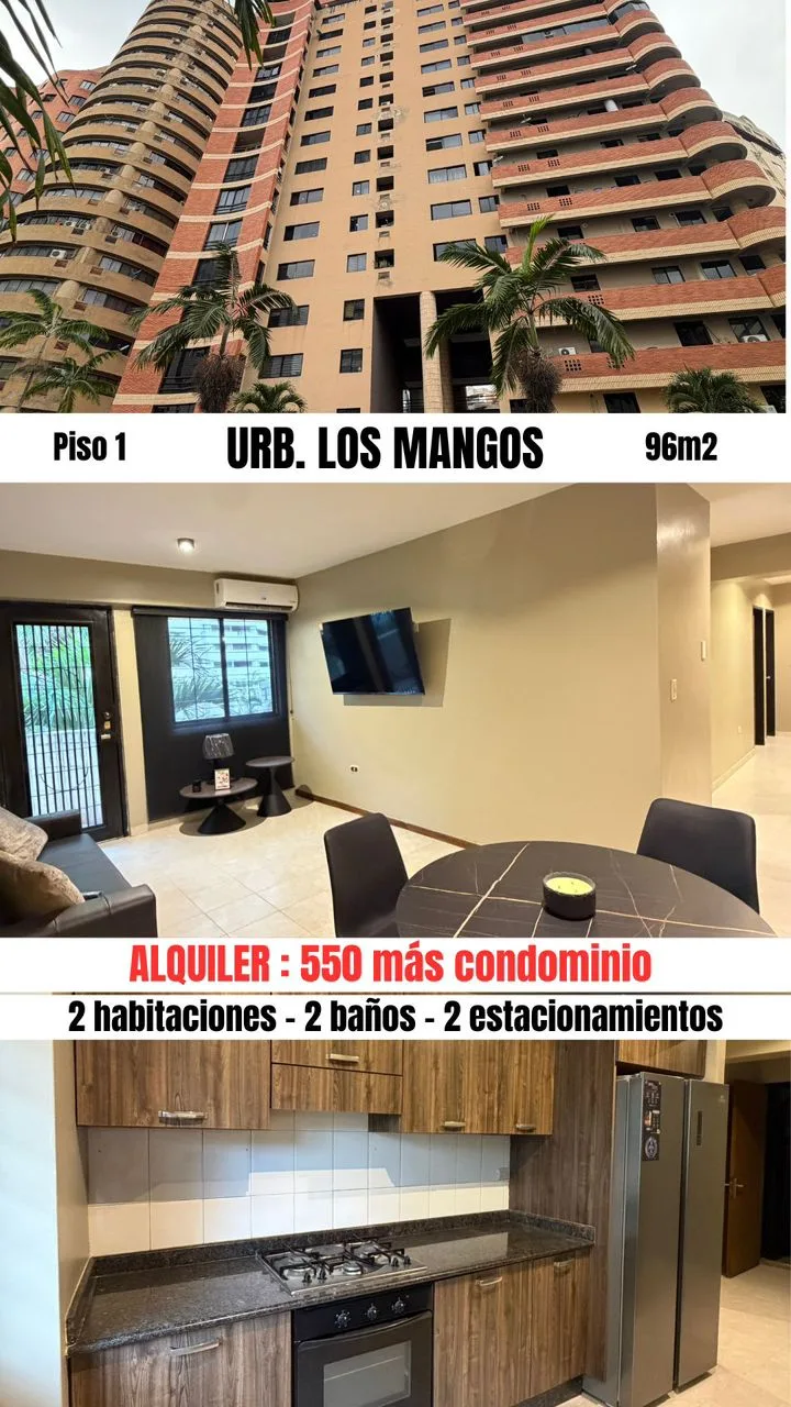 Apartamento en Alquiler en Urb. Los Mangos — 2 hab 96m² — USD 550