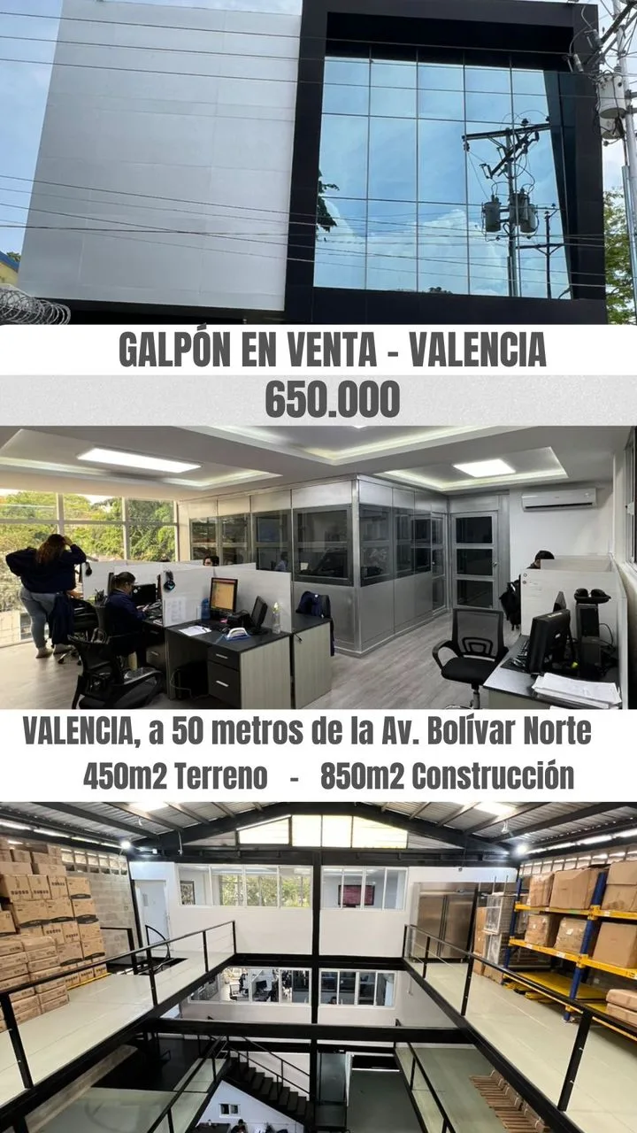 Galpón en Venta en Av. Bolivar Norte, Valencia 850m² — USD 650,000