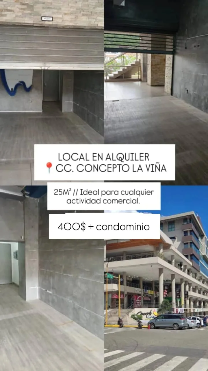 Local en Alquiler en CC Concepto La Viña 25m² — USD 400