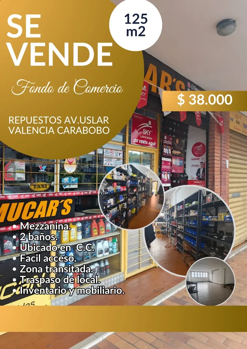 Local en Venta en Av. Uslar, Valencia Carabobo, C.C. 125m² — USD 38,000