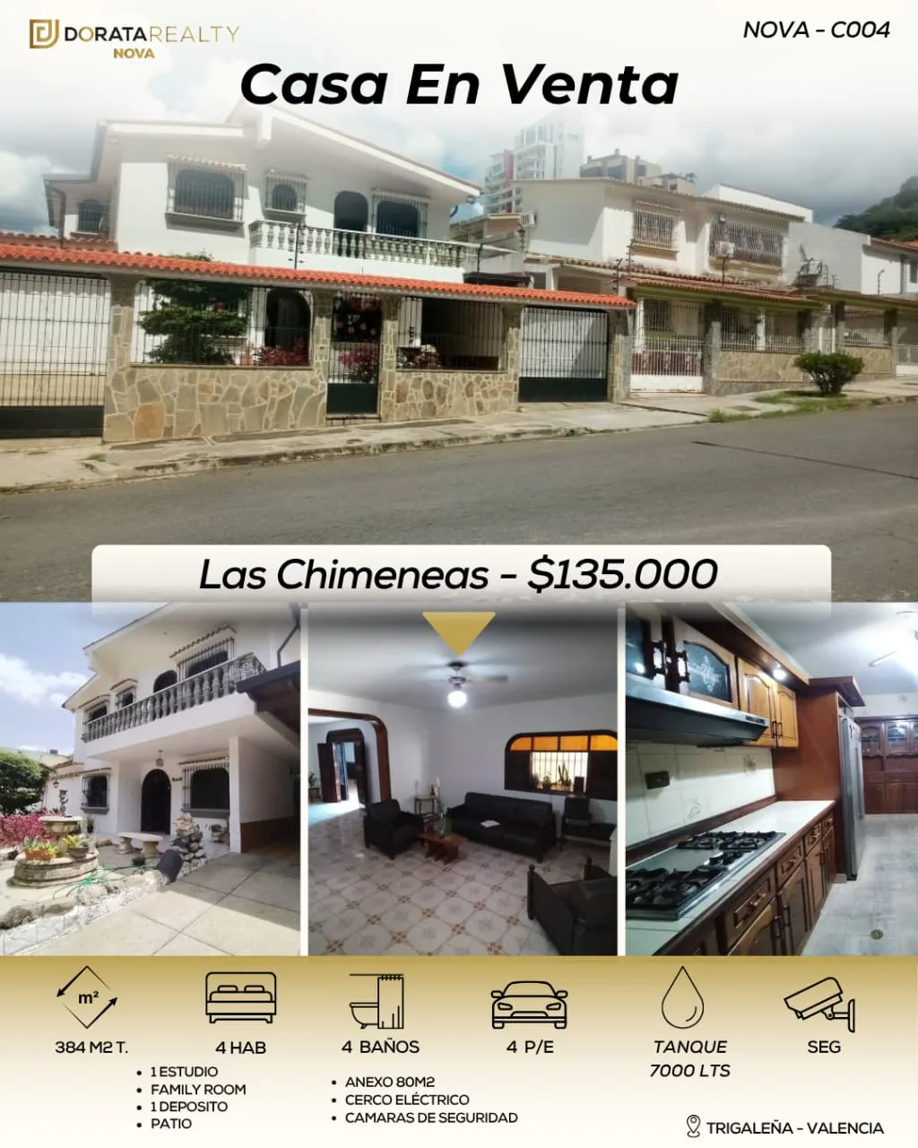 Casa en Venta en Urb. Las Chimeneas — 4 hab 384m² — USD 135,000