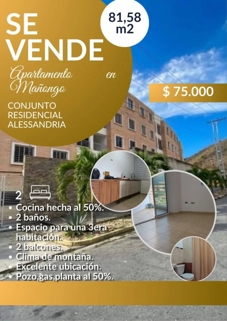Apartamento en Venta en Mañongo, CONJUNTO RESIDENCIAL ALESSANDRIA — 2 hab 82m² — USD 75,000