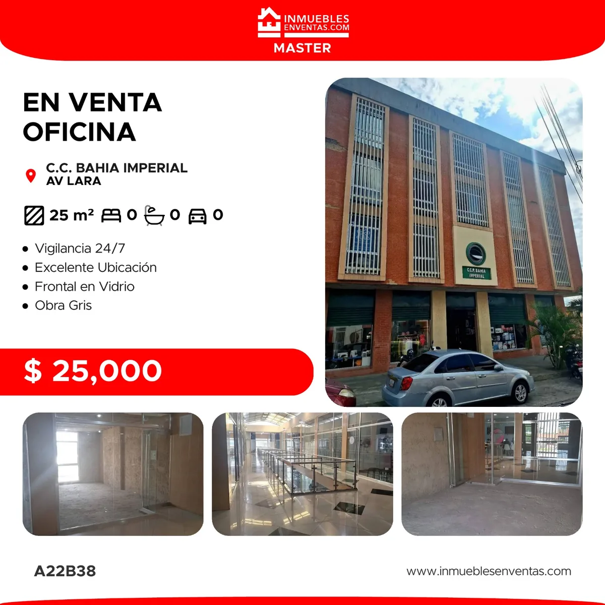 Oficina en Venta en CC Bahía Imperial Valencia Av. Lara 25m² — USD 25,000