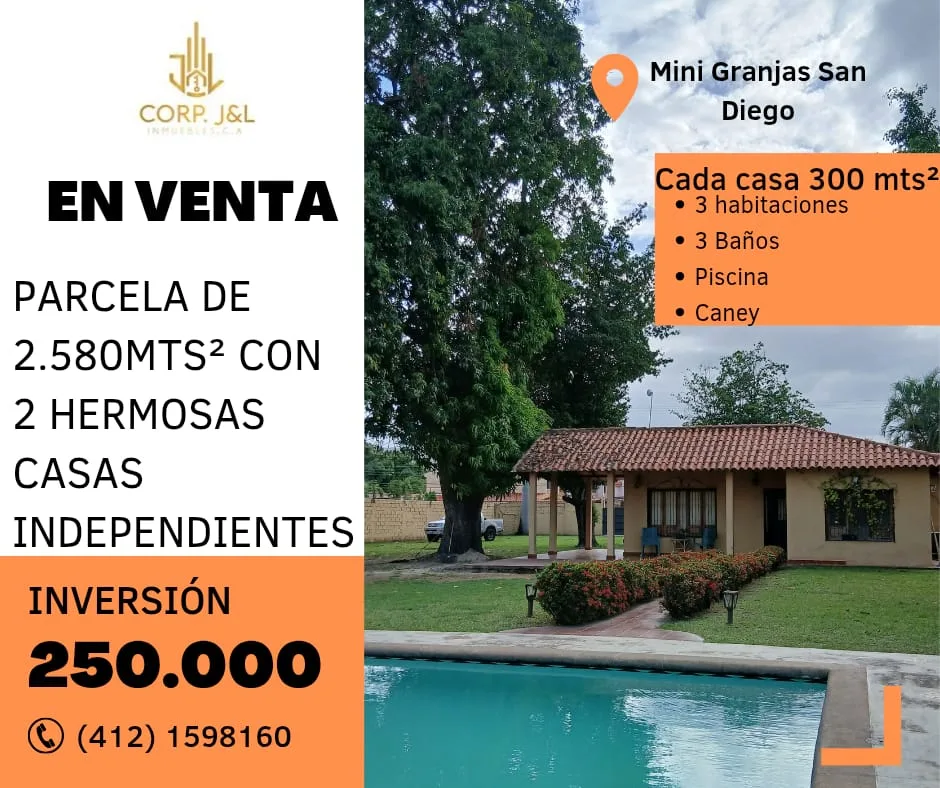Casa en Venta en Urb. Mini Granjas, San Diego, Carabobo — 6 hab 2580m² — USD 250,000