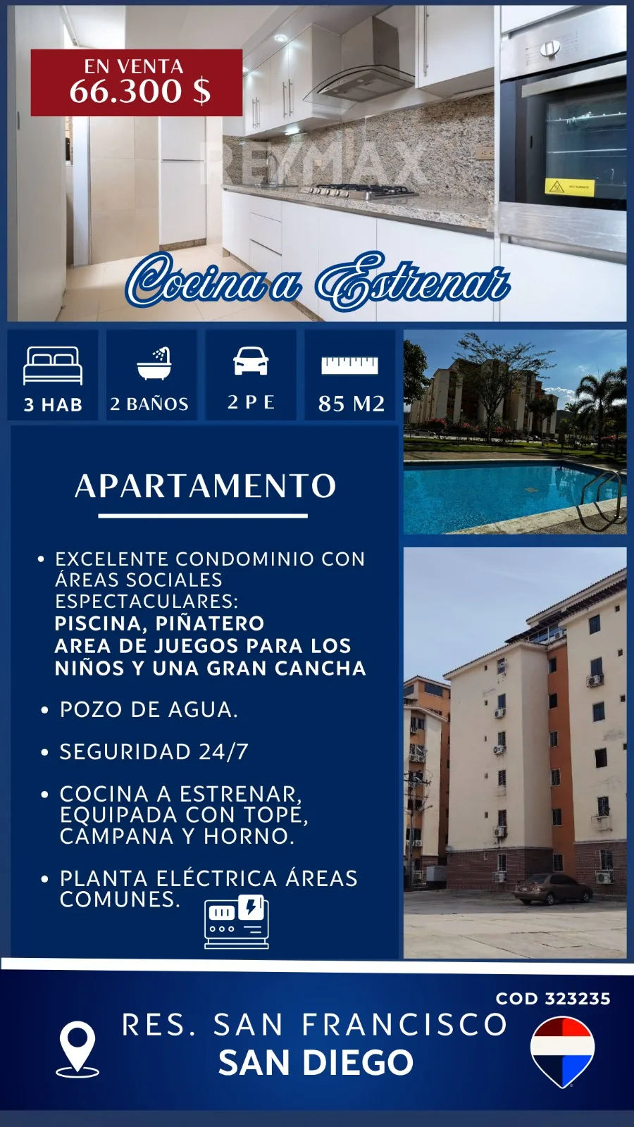 Apartamento en Venta en Res. San Francisco, San Diego — 3 hab 85m² — USD 66,300