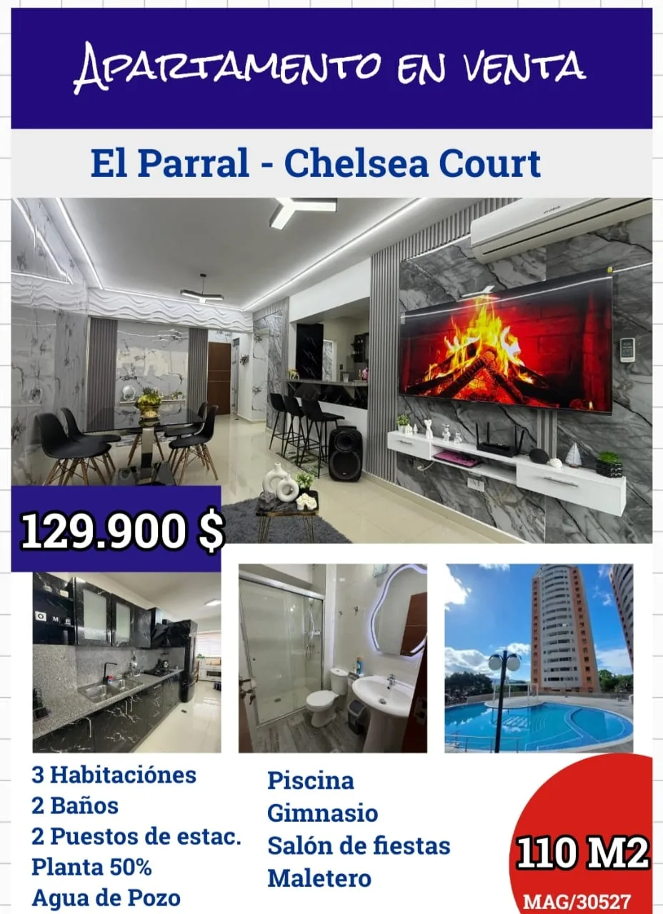 Apartamento en Venta en El Parral, Chelsea Court — 3 hab 110m² — USD 140,000