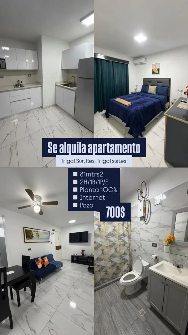 Apartamento en Alquiler en Trigal Sur, Res. Trigal Suites — 2 hab 81m² — USD 700