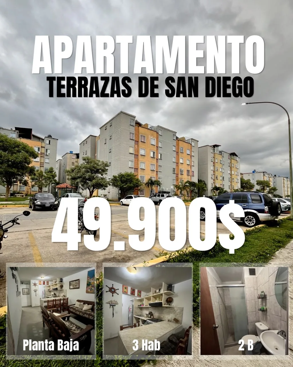 Apartamento en Venta en TERRAZAS DE SAN DIEGO — 3 hab 63m² — USD 49,900