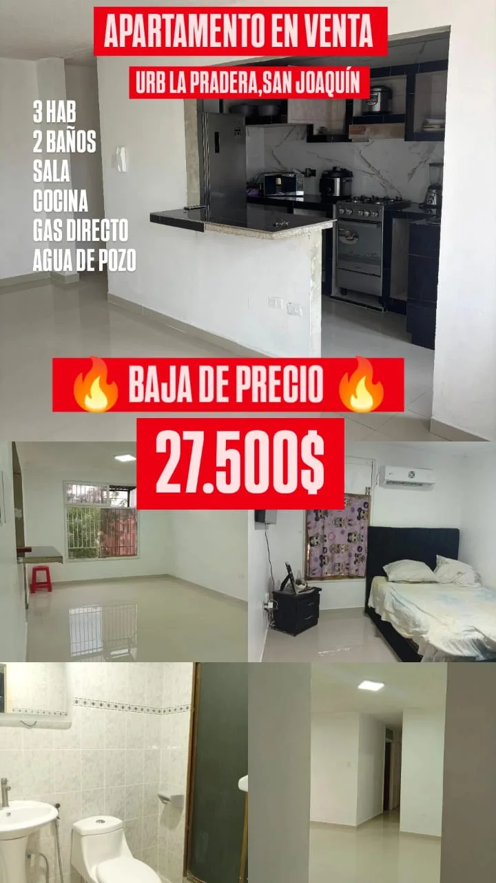 Apartamento en Venta en La Pradera, San Joaquín — 3 hab 83m² — USD 27,500