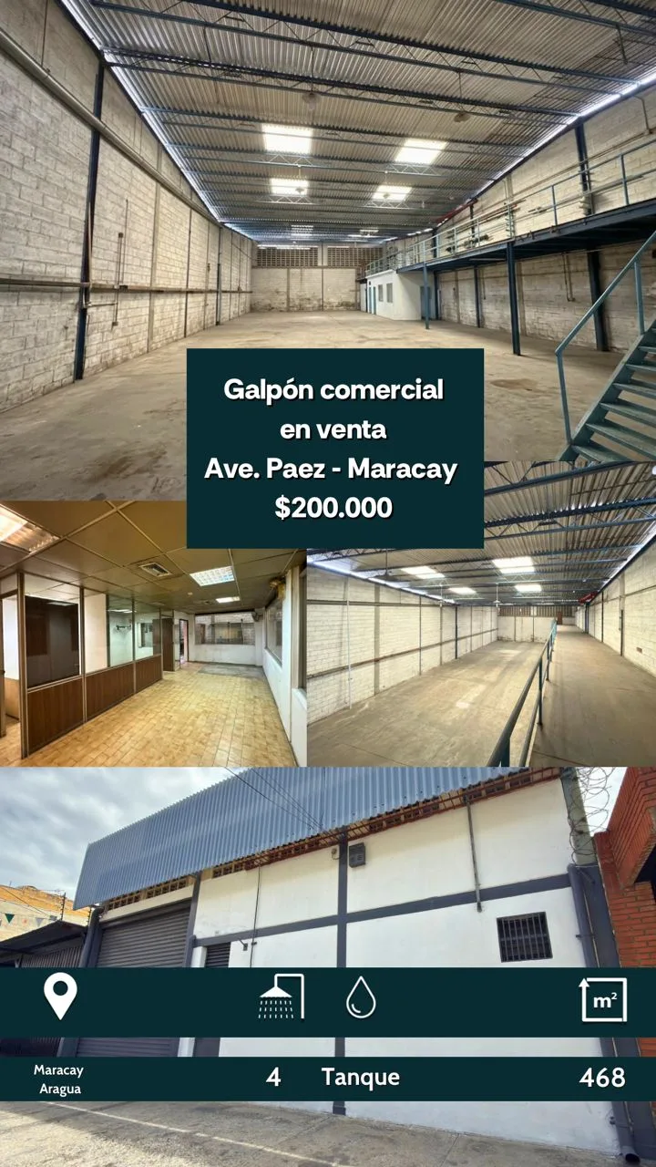 Galpón en Venta en Av Páez - Centro - Maracay - Aragua 468m² — USD 200,000