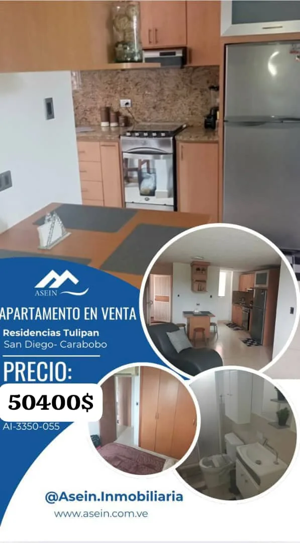 Apartamento en Venta en Conjunto Residencia Tulipan, San Diego Estado Carabobo — 2 hab 56m² — USD 50,400