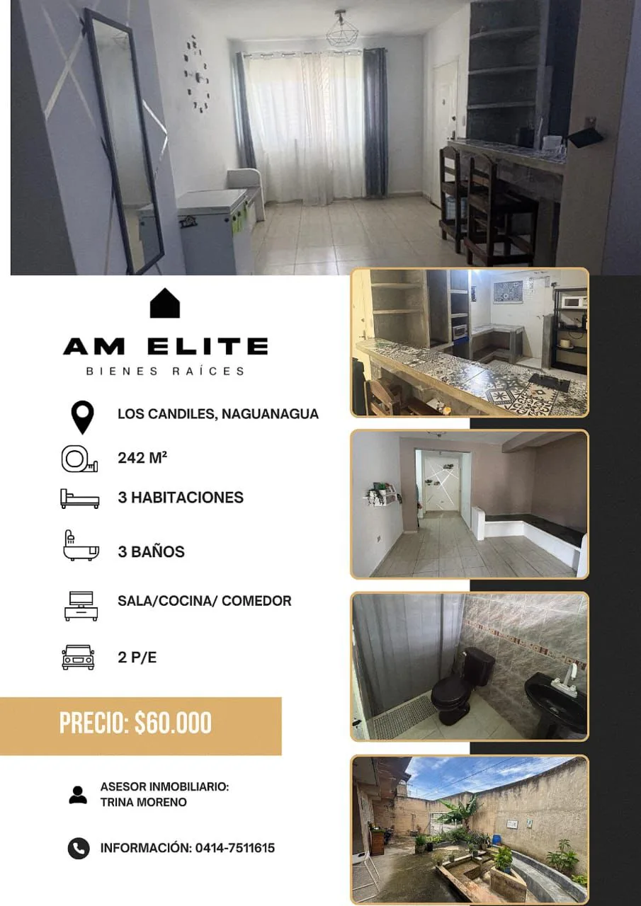 Casa en Venta en NAGUANAGUA, LOS CANDILES — 3 hab 242m² — USD 60,000