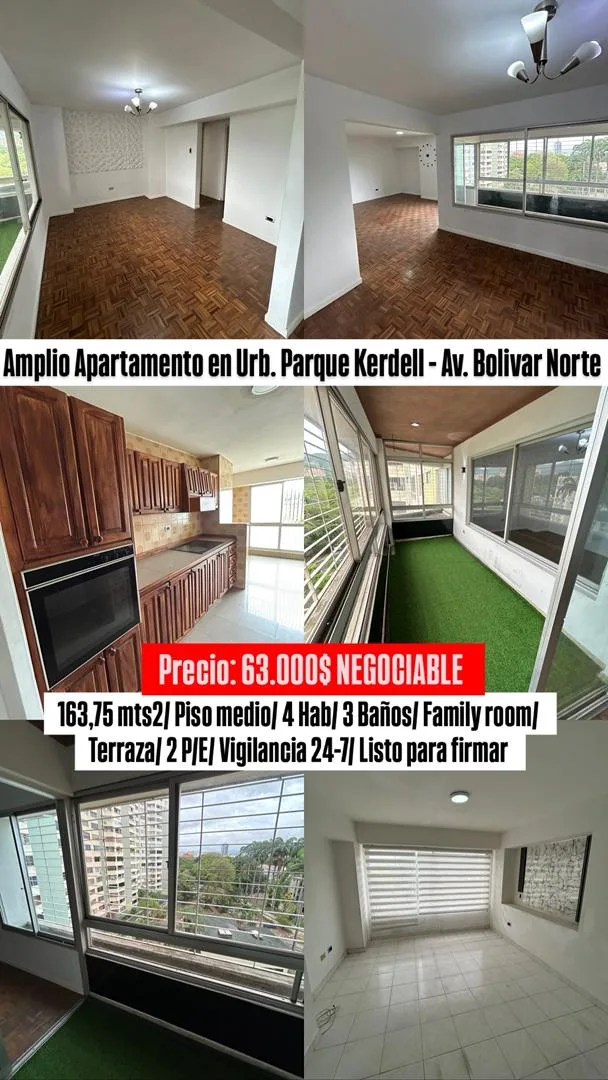 Apartamento en Venta en Urb. Parque Kerdell - Av Bolivar Norte — 4 hab 164m² — USD 63,000