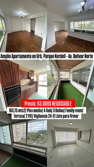 Apartamento en Urb. Parque Kerdell - Av Bolivar Norte
