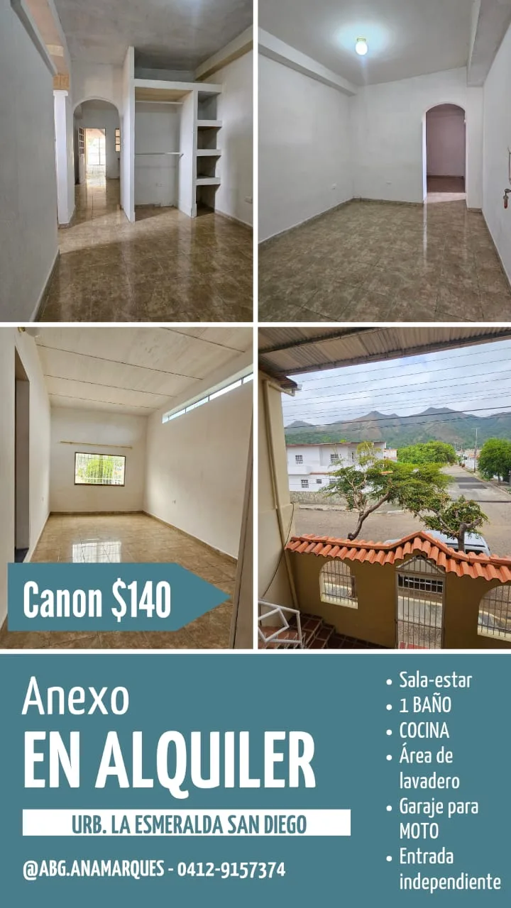 Apartamento en Alquiler en La Esmeralda, San Diego — 1 hab — USD 140