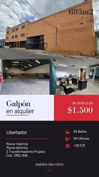 Galpón en Libertador, Nueva Valencia — USD 1.500
