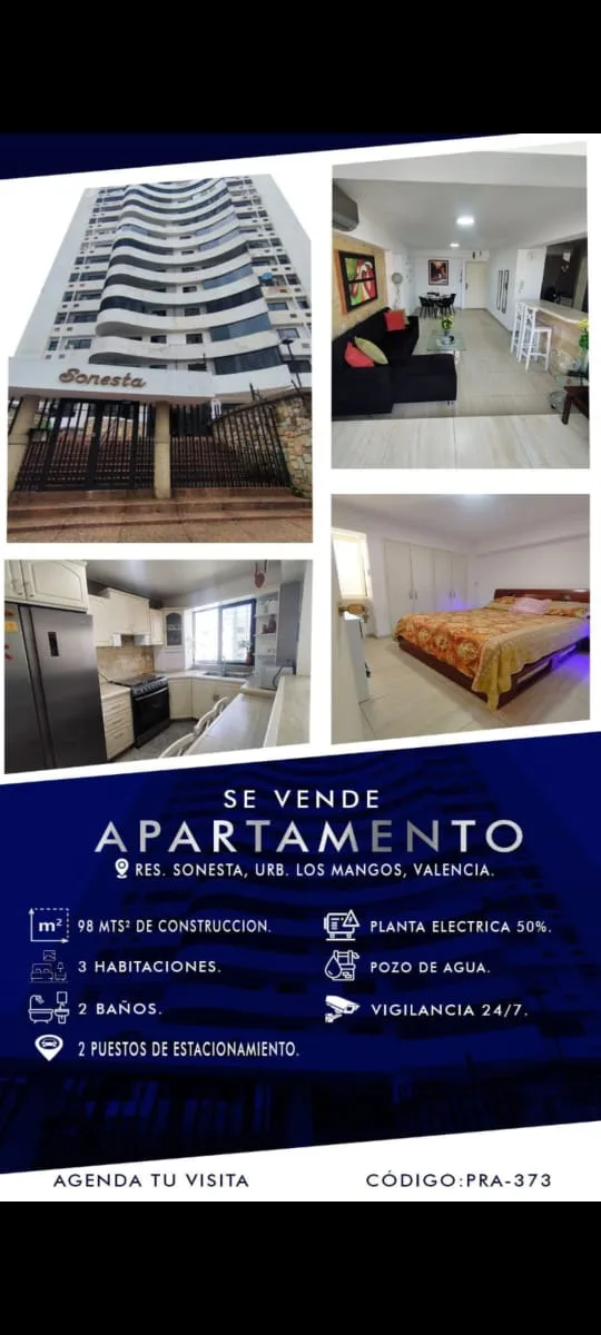 Apartamento en Venta en RES. SONESTA, URB. LOS MANGOS, VALENCIA — 3 hab 98m² — USD 87,500