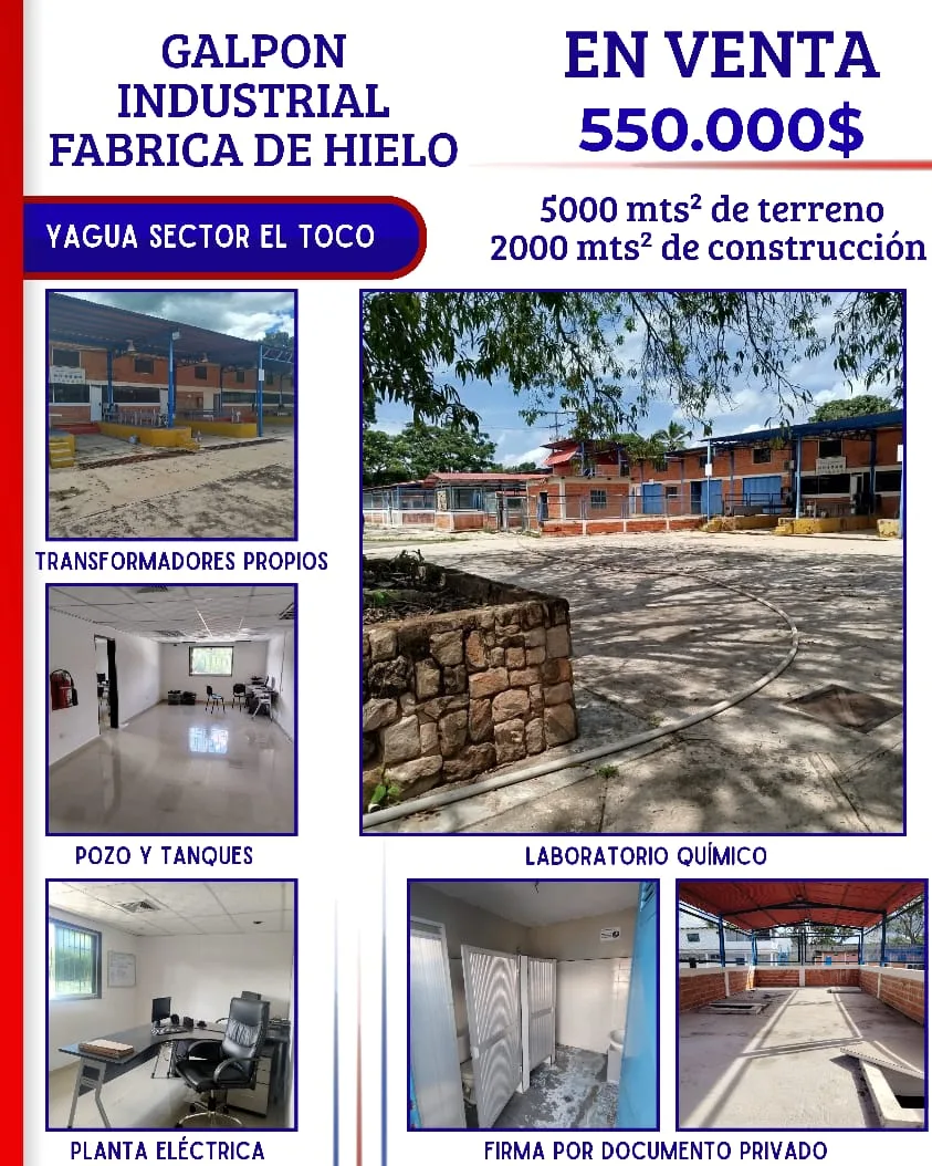 Galpón en Venta en Guacara el toco 2000m² — USD 550,000