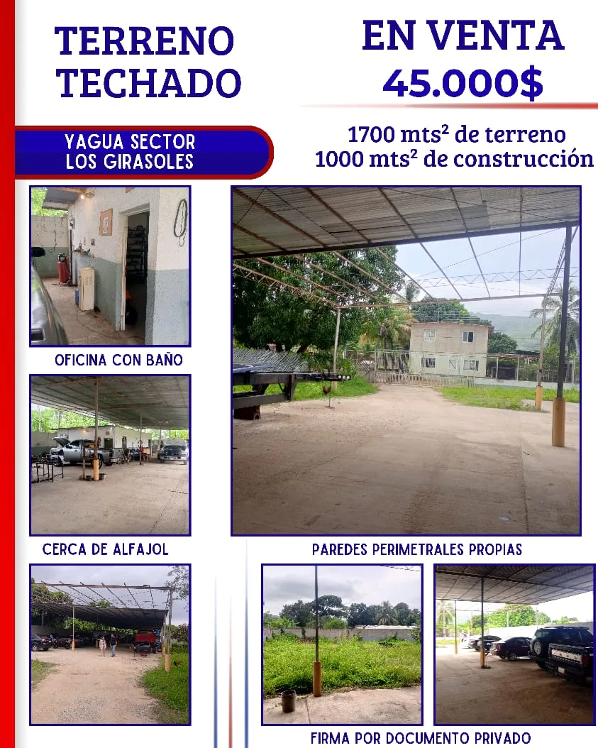 Terreno en Venta en Yagua, Sector Los Girasoles 1700m² — USD 45,000