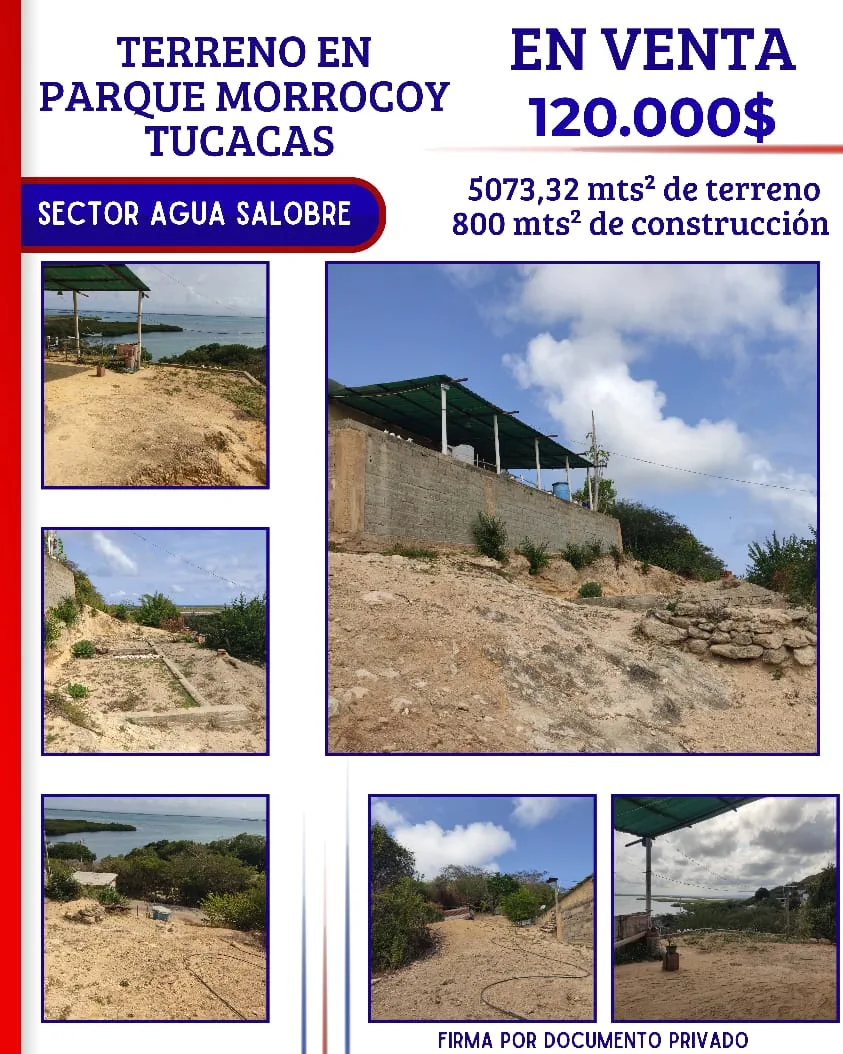 Terreno en Venta en Sector Agua Salobre, Tucacas 5073m² — USD 120,000