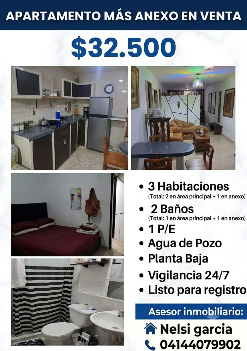 Apartamento en Venta en Urb Buenaventura, Los Guayos — 3 hab 72m² — USD 32,500