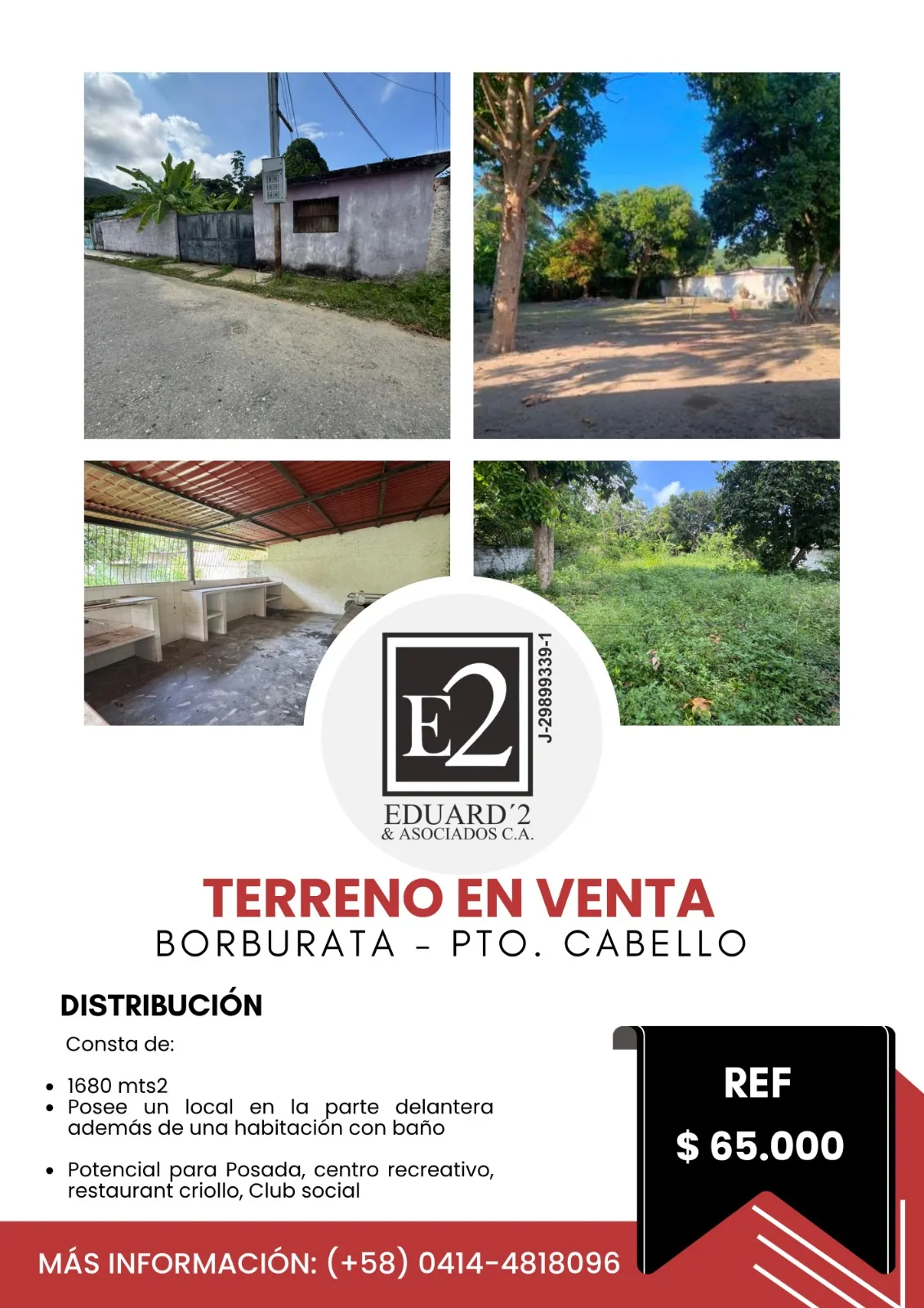 Terreno en Venta en Borburata — 1 hab 1680m² — USD 65,000
