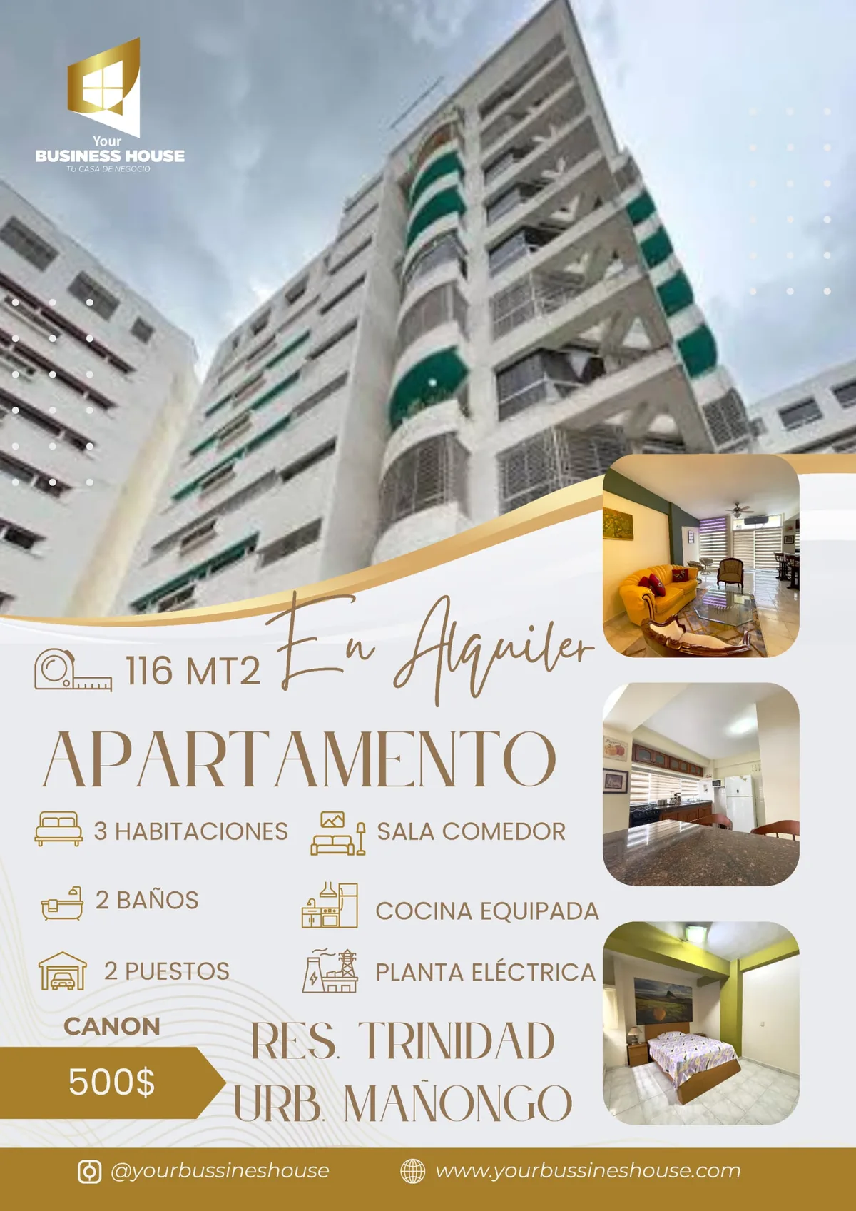 Apartamento en Alquiler en Res La Trinidad Mañongo — 3 hab 116m² — Precio a consultar